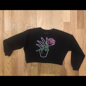 Big Bud Press Black Rose Crop Sweater
